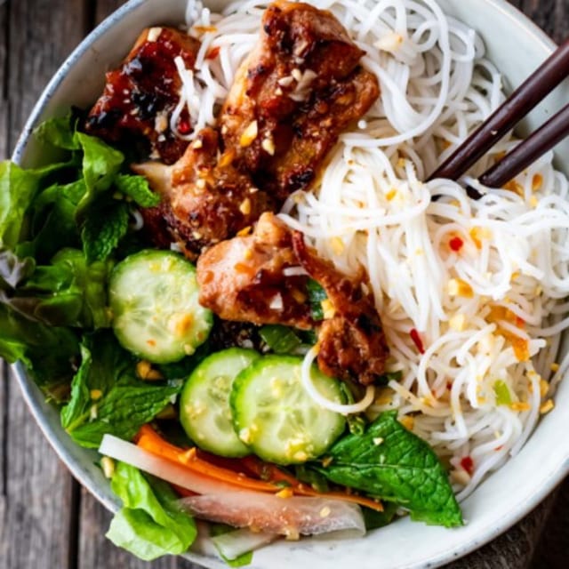 Vermicelli with Grilled Chicken - Bun Ga Nuong.